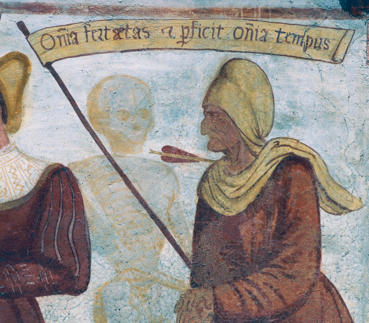 Morte com a velha mulher, detalhe de A Dança da Morte de Simone II Baschenis