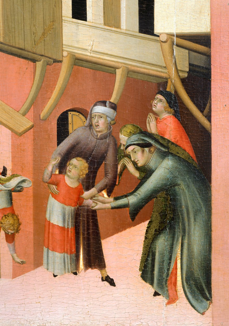 Peça de altar intitulada Beato Agostino Novello e histórias da sua vida, de Simone Martini (1283-1344), óleo sobre tela, 200x256 cm, detalhe, cerca de 1330 de Simone Martini