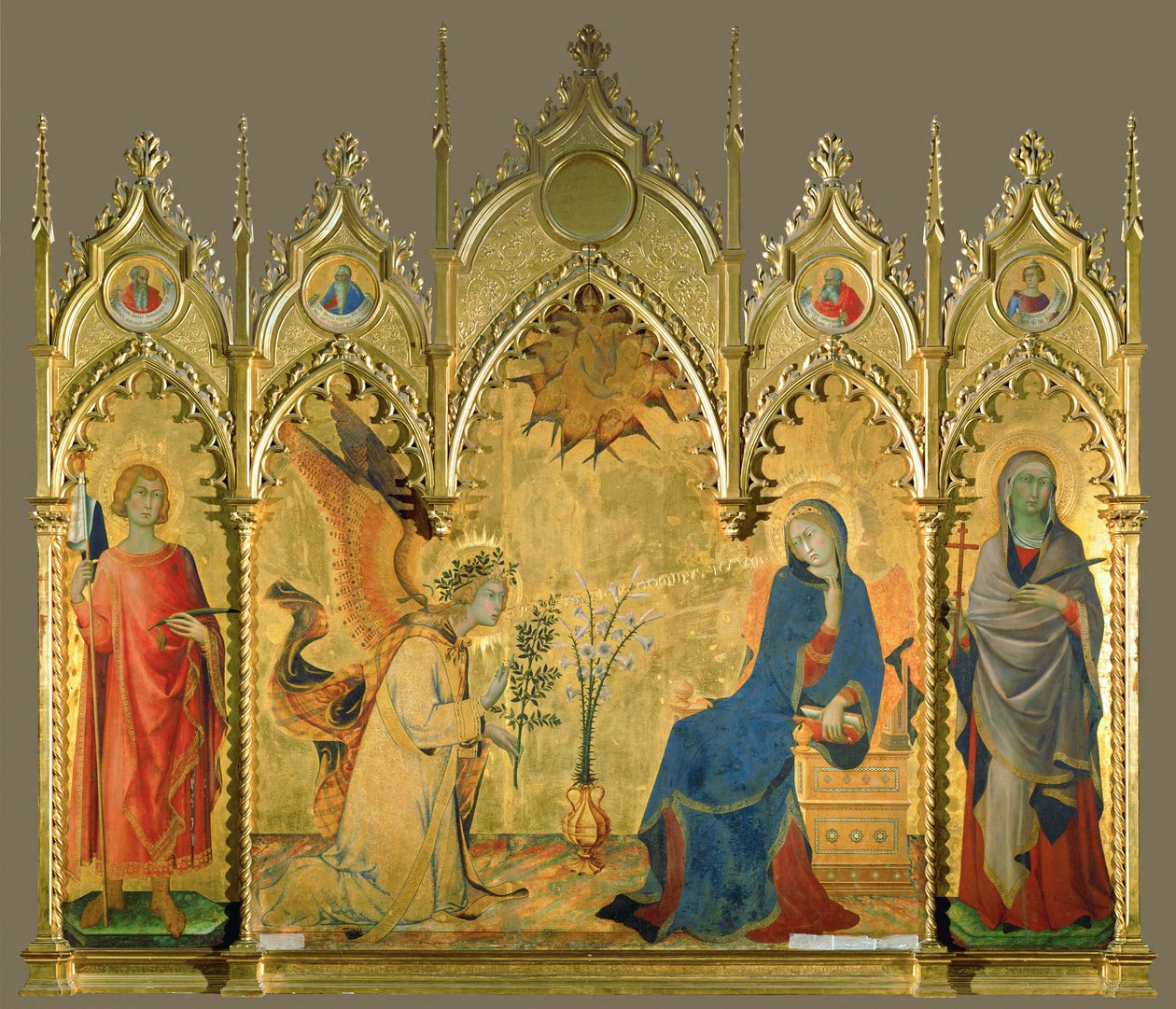 Anunciação, com os santos Asano e Margarida (têmpera sobre madeira) de Simone Martini