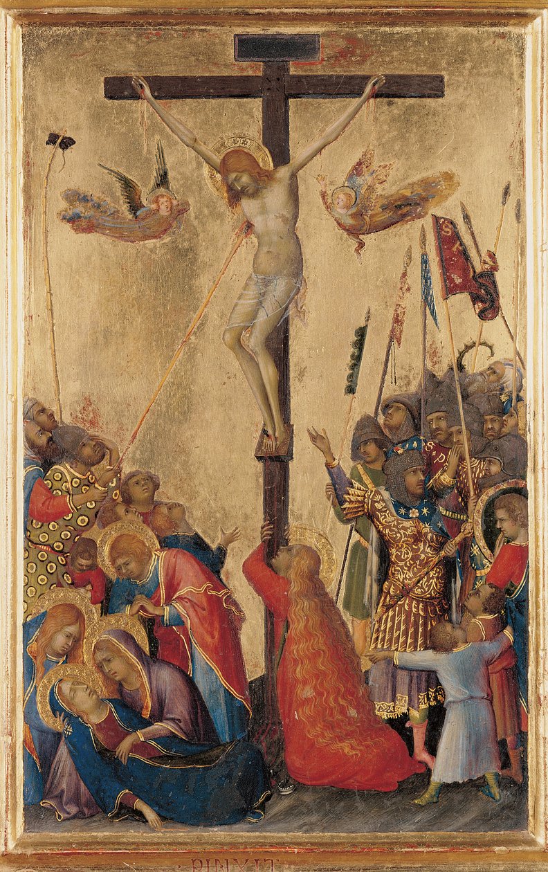 Calvário, do Orsini Polyptych (tempera no painel) (ver também 471172-4) de Simone Martini