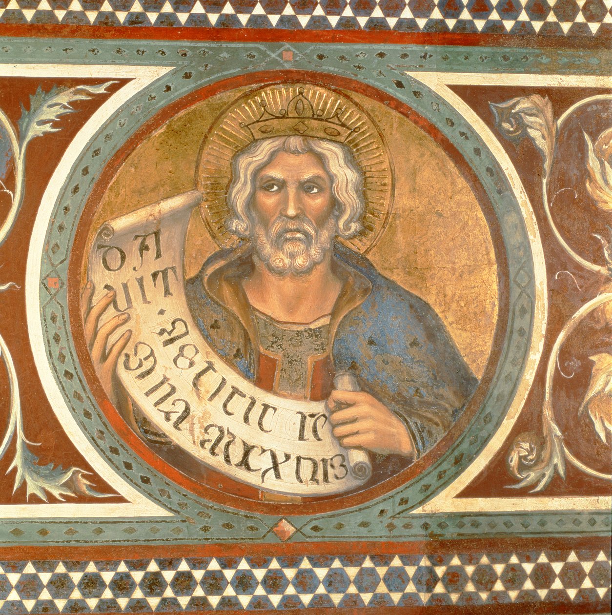 Maesta: David, detalhe da moldura de Simone Martini