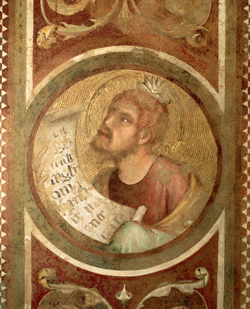 Maesta: Malachi, detalhe da moldura de Simone Martini