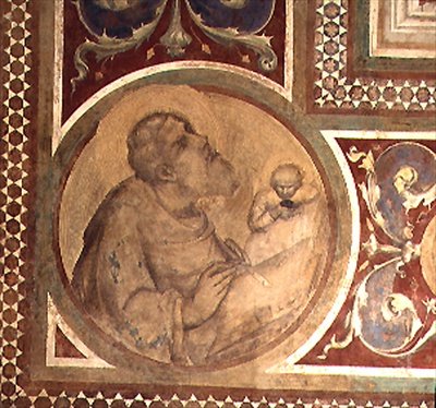 Maesta: São Mateus e o Anjo, detalhe da moldura de Simone Martini
