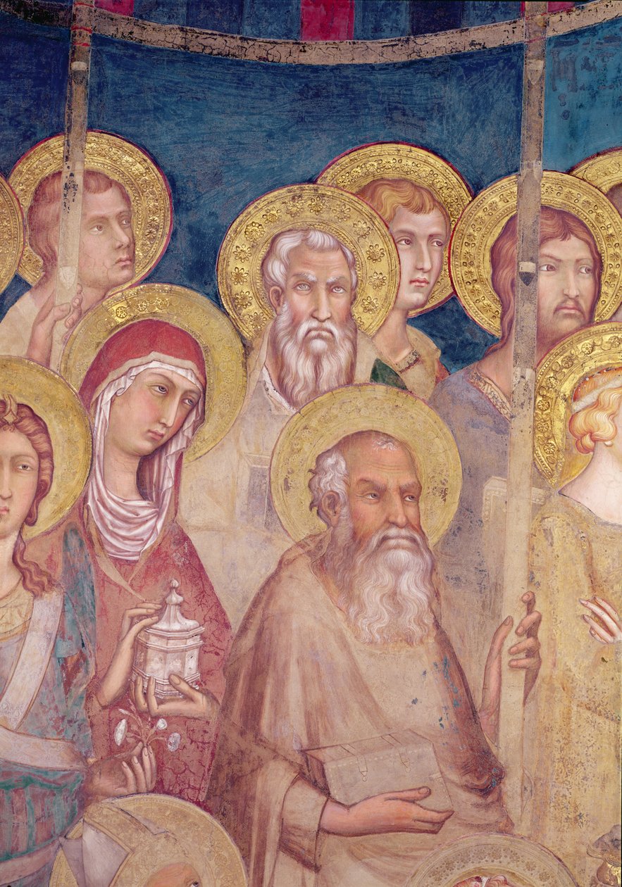 Maesta, detalhe de santos, 1315 afrescos de Simone Martini