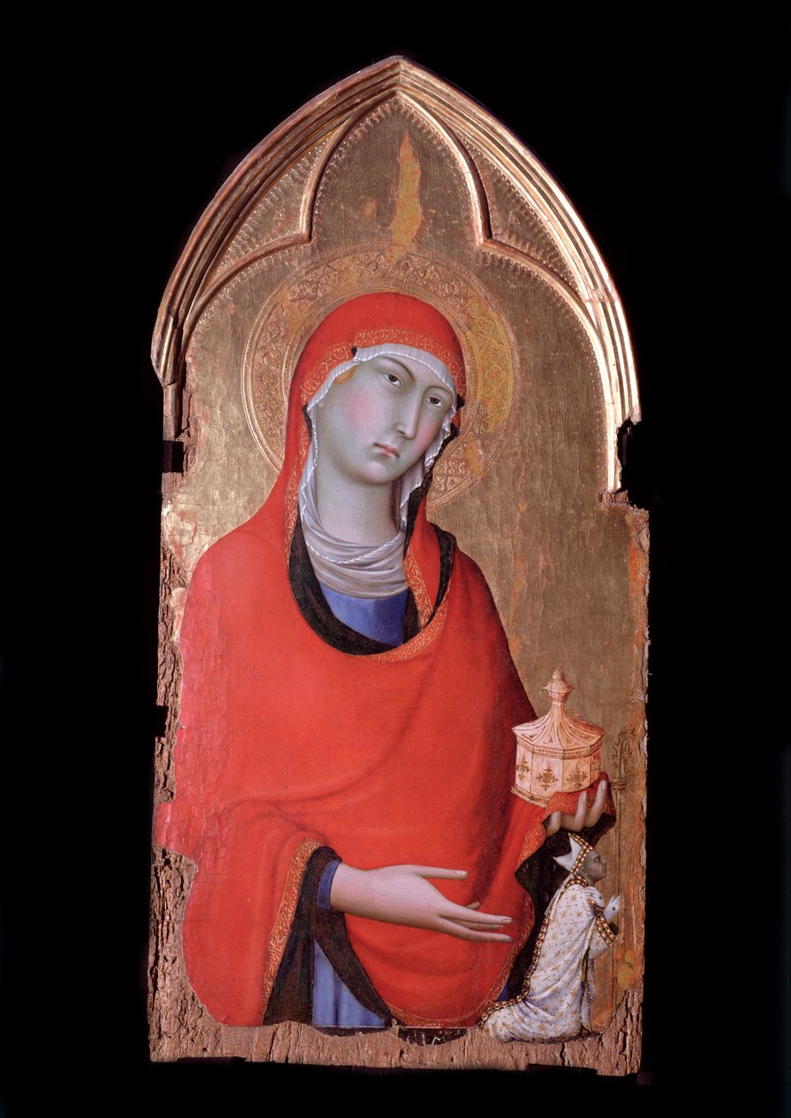 Orvieto políptico, Maria Madalena e o doador -Tempera sobre madeira, c.1321 de Simone Martini
