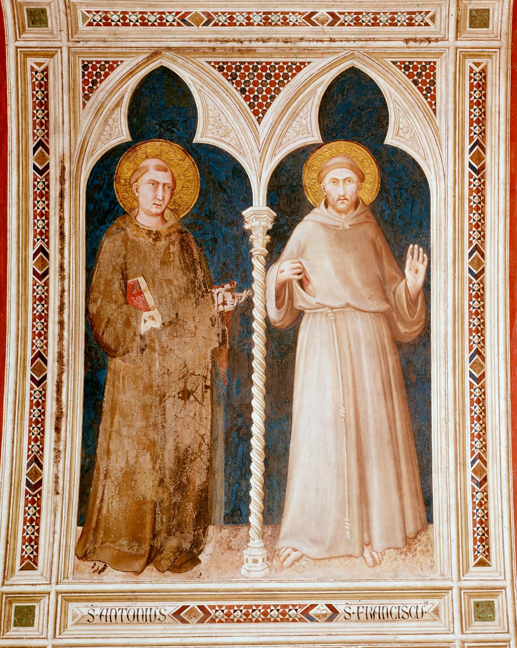 Santo Antônio de Pádua e São Francisco de Assis Fresco de Simone Martini (ca. 1284-1344) Dim 215x185 cm Assis, Basílica de São Francisco, Igreja Baixa Itália de Simone Martini