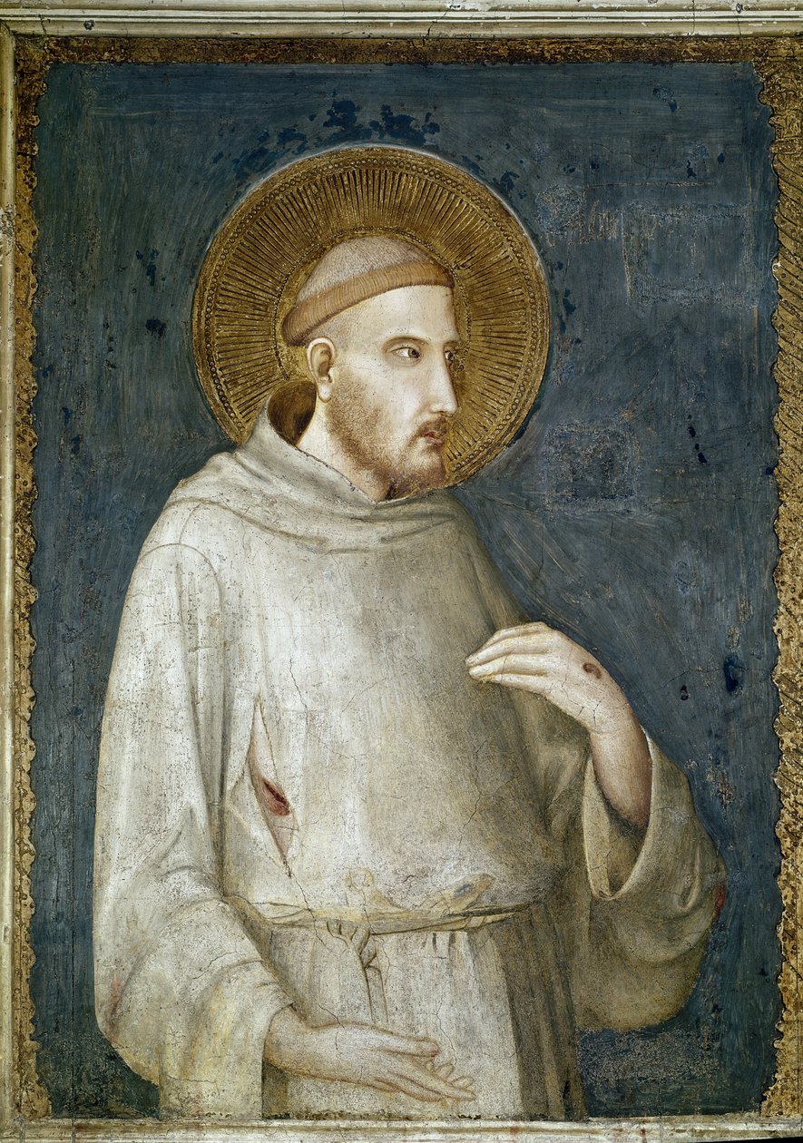 São Francisco de Assis, detalhe de Cinco Santos - Fresco de Simone Martini (ca. 1284-1344) de Simone Martini