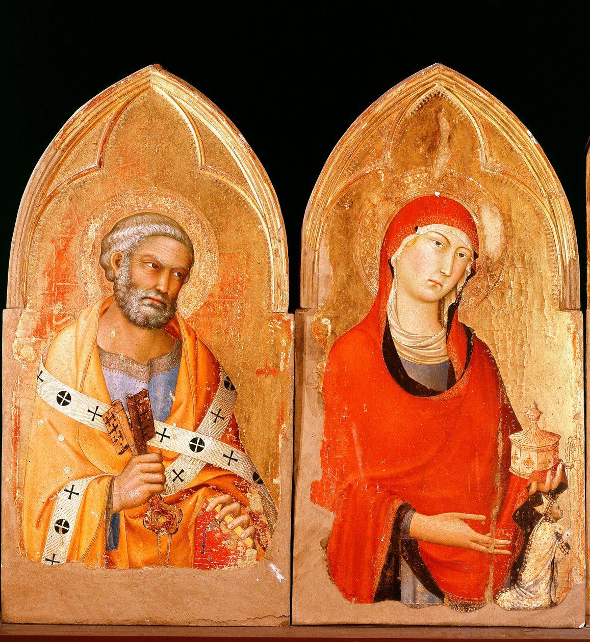 São Pedro e Santa Maria Madalena. Políptico de Orvieto (tempera e ouro no painel de Simone Martini