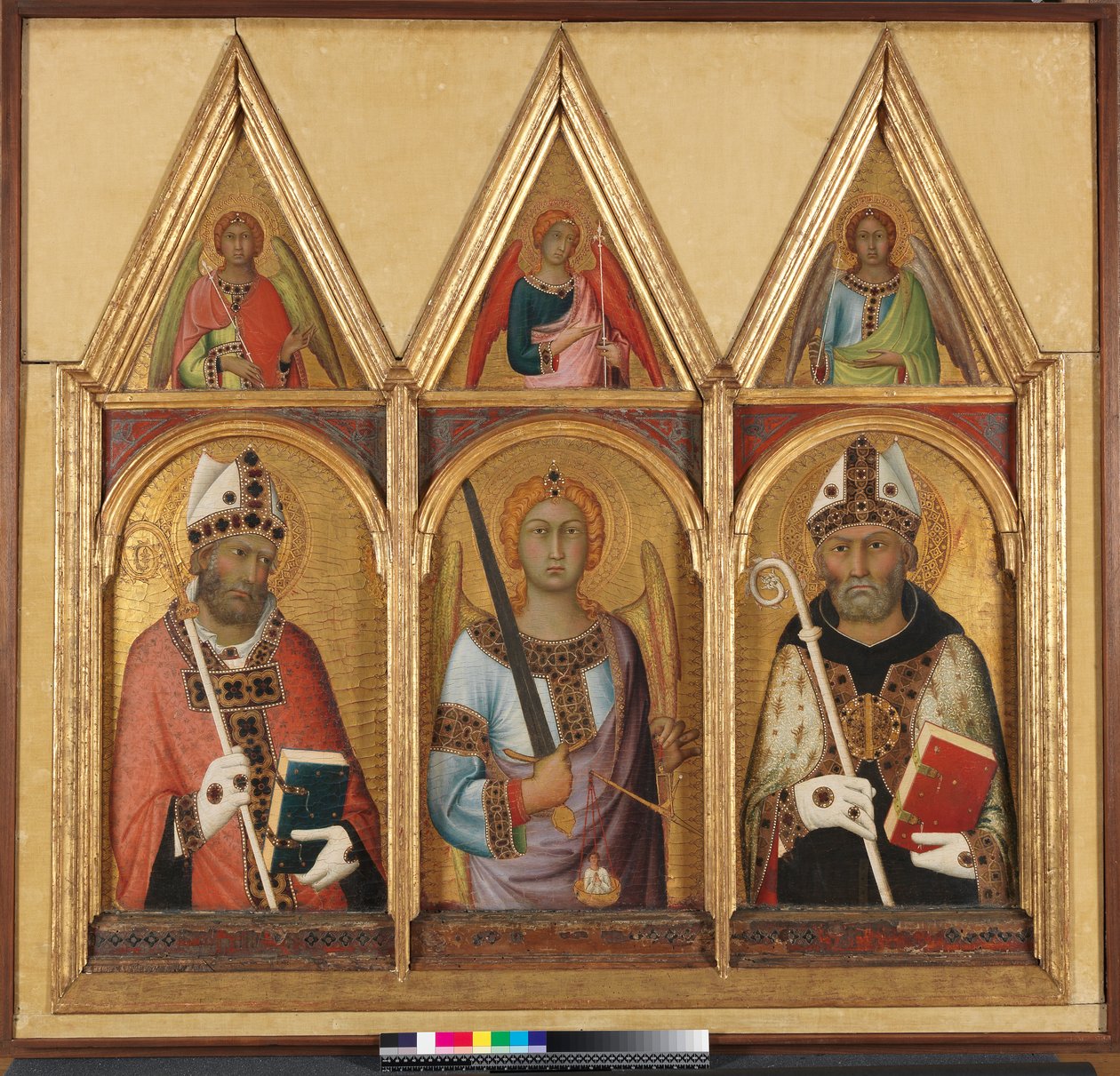 St. Geminianus, c.1319 têmpera com ouro no detalhe do painel 58835 de Simone Martini
