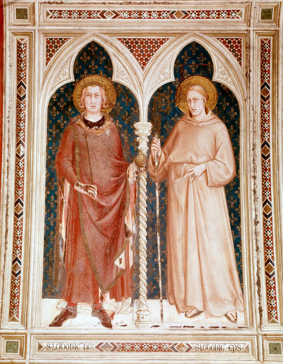 St. Louis IX e St. Louis of Anjou (Toulouse) (fresco) de Simone Martini