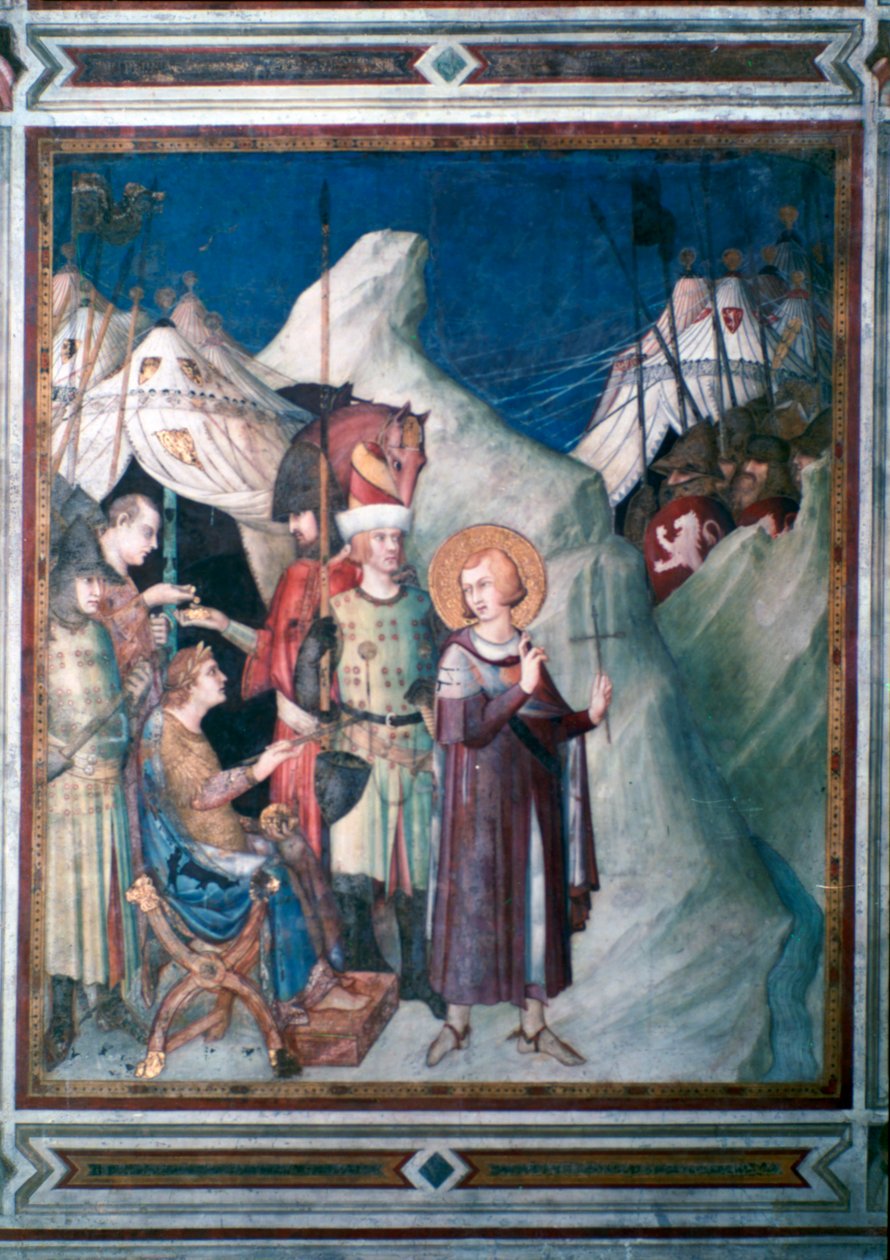São Martinho renuncia a suas armas, 1312-1317. de Simone Martini