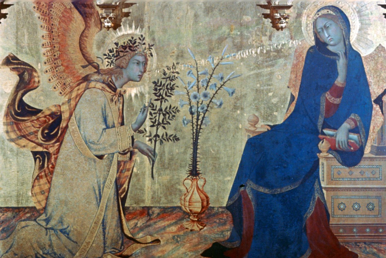 A Anunciação e Dois Santos, detalhe, 1333 de Simone Martini