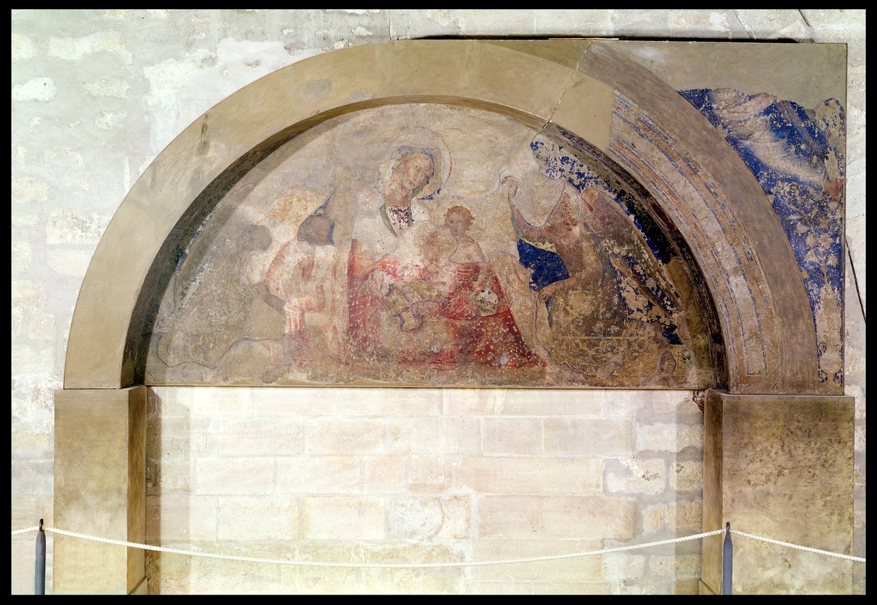 Tímpano representando a Virgem da Humildade com o Menino Jesus cercado de anjos, 1341 de Simone Martini