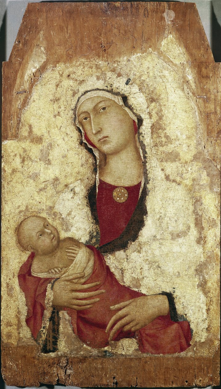 Virgem e Criança (tempera na madeira de Simone Martini