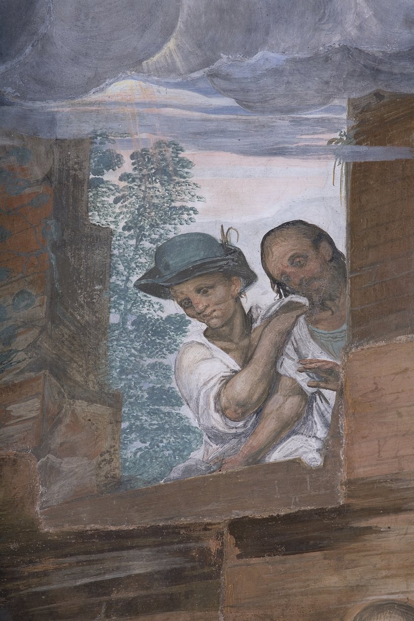 Adoração dos pastores, 1578-82 (detalhe de 3497111) de Simone Veneziano Peterzano