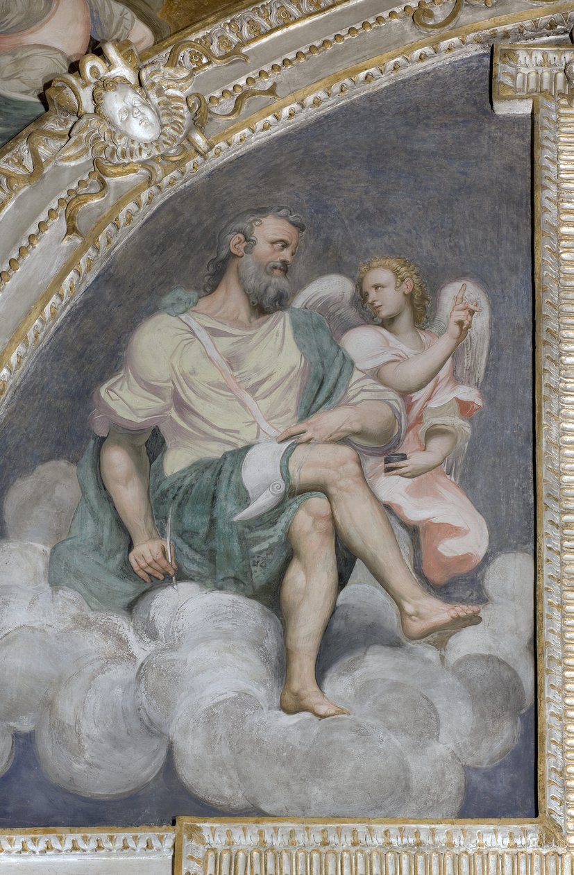 Sant Mateus e o Anjo, Lunette, Presbitério, 1578-82 de Simone Veneziano Peterzano