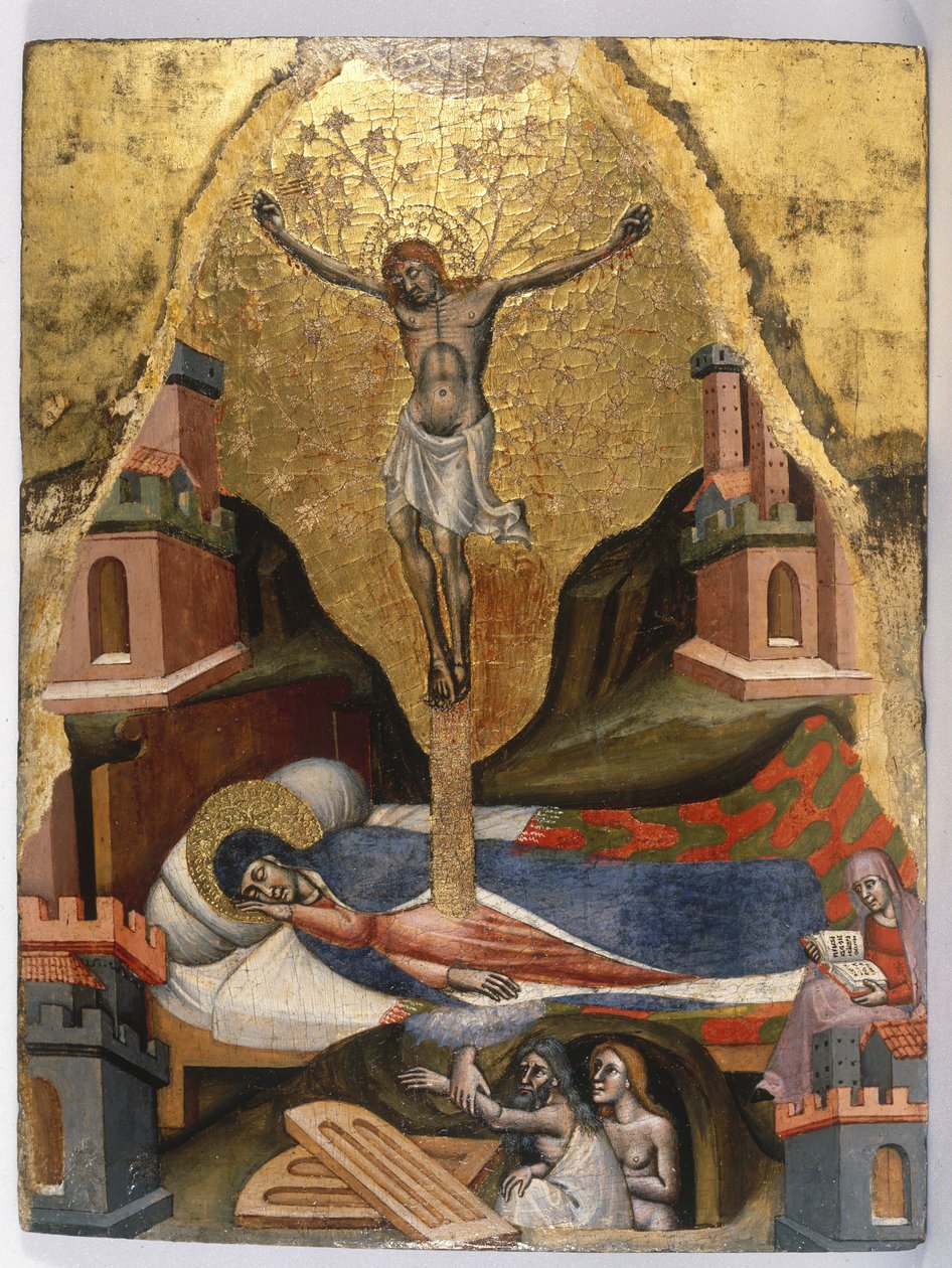 O Sonho da Virgem, c.1365–80 (tempera de ovo e douração em painel de madeira macia) de Simone dei Crocifissi