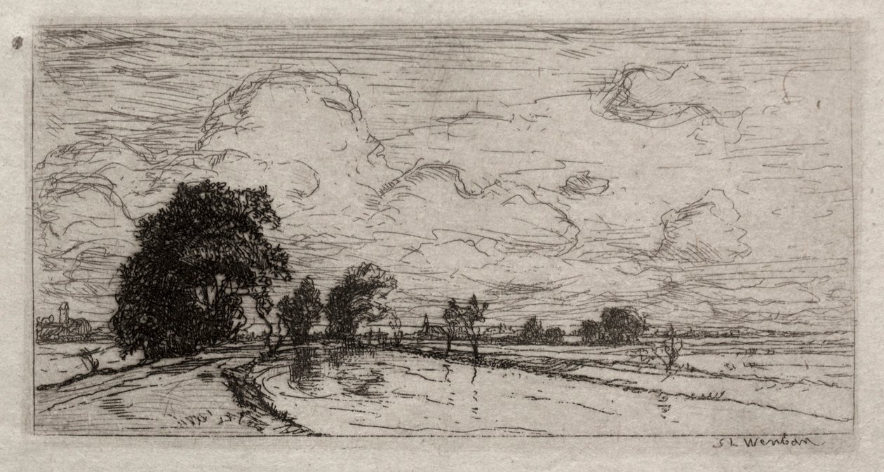 Paisagem inundada com árvores. de Sion Longley Wenban