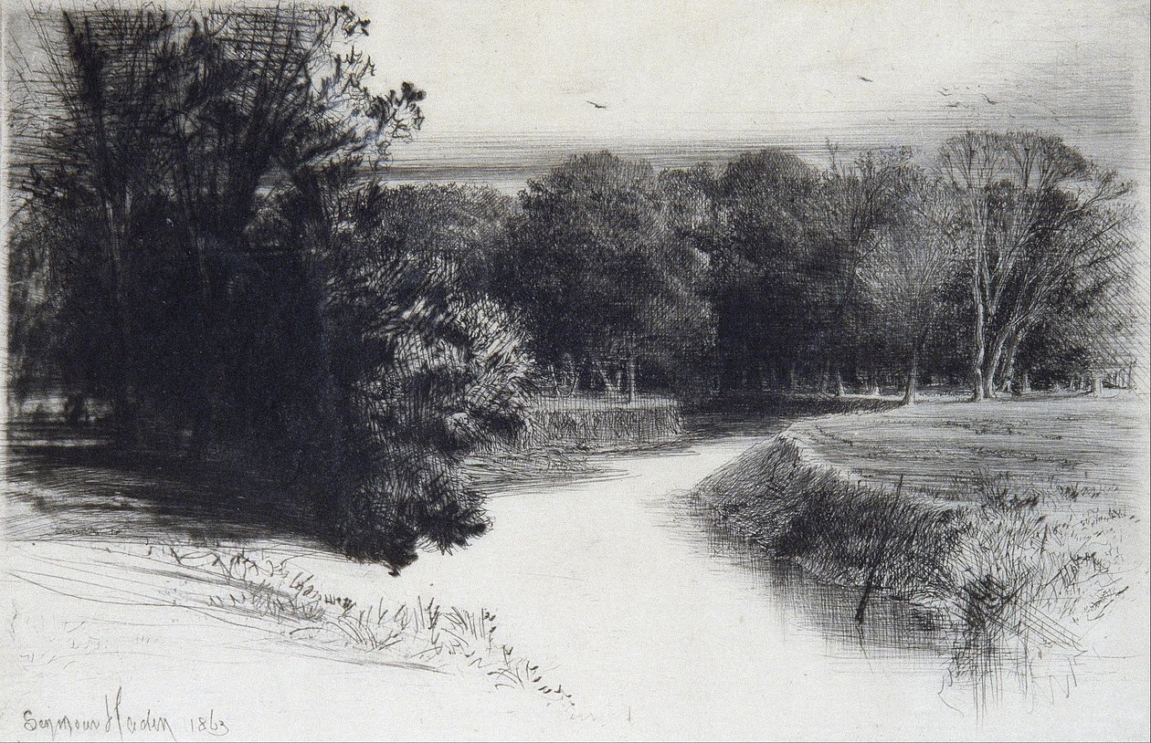 Pôr do sol, em, irlanda de Francis Seymour Haden