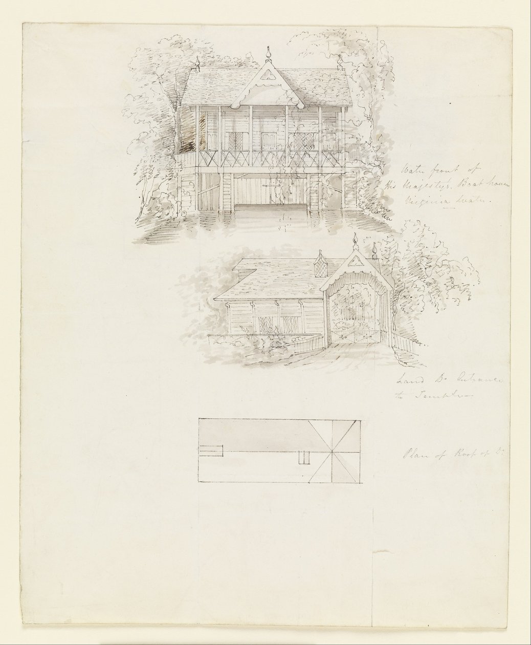 Casa de barco, Virginia Water; Verso-Scullery, Virginia Water de Sir Jeffry Wyatville