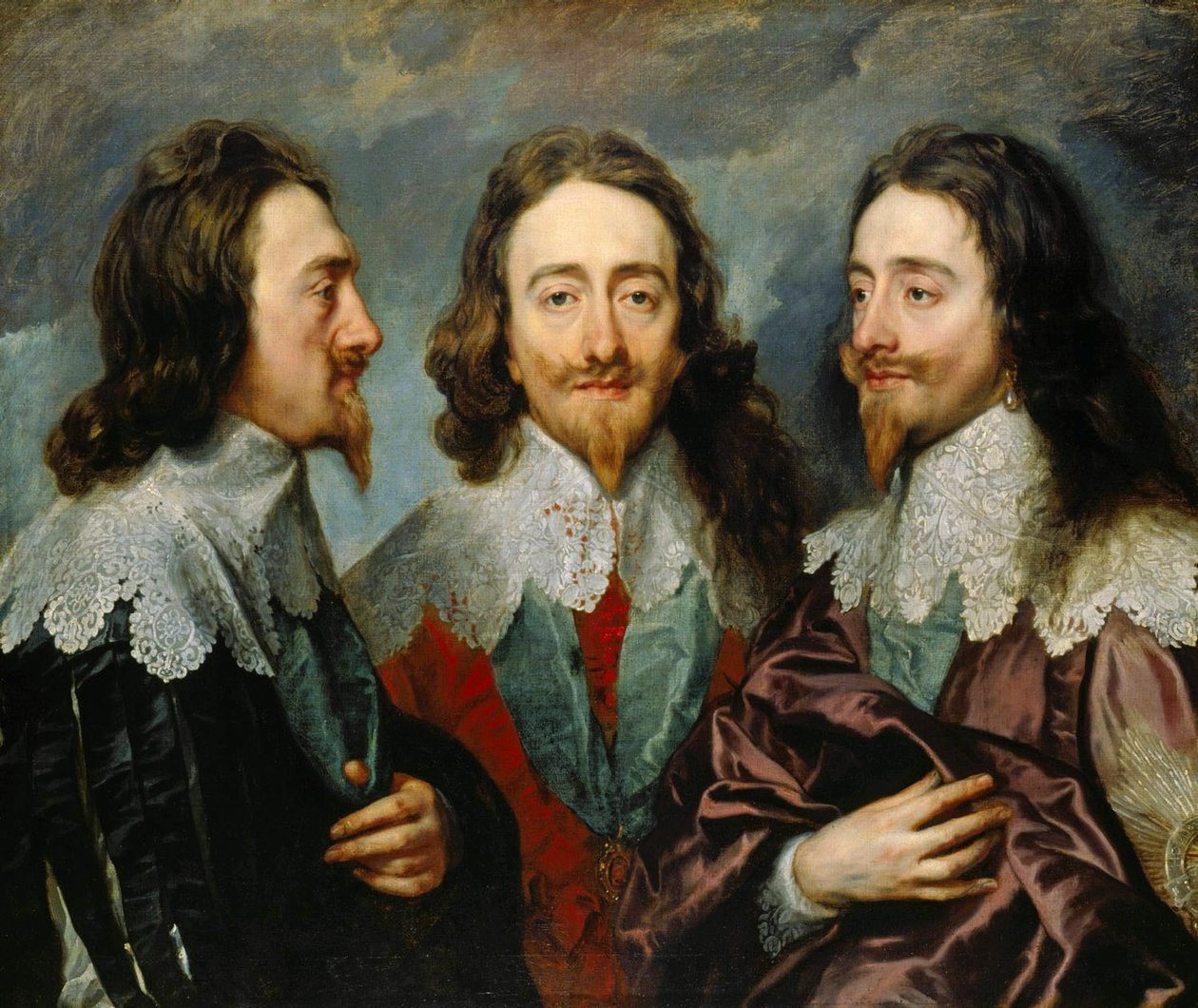 Carlos I, rei da Inglaterra 1600-1649, de três ângulos, o triplo retrato, 1636. de Sir Anthony van Dyck