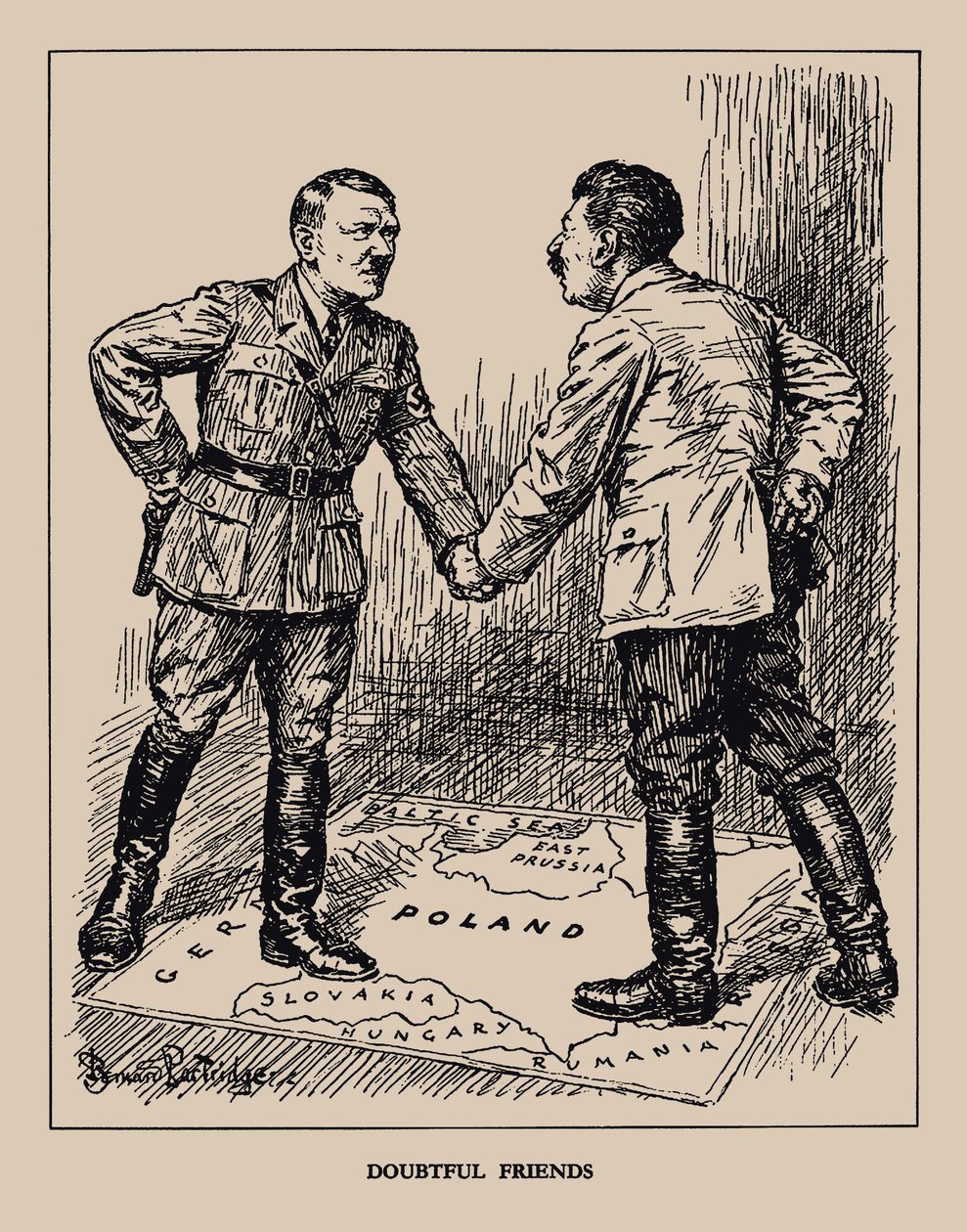 Amigos duvidosos. Revista Punch, 1939, 1939. de Sir Bernard Partridge