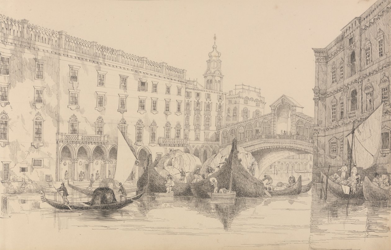 Álbum de 30 Vistas no Tirol e em Itália: O Rialto - Veneza 8 Nov.r 1840 de Sir Charles D