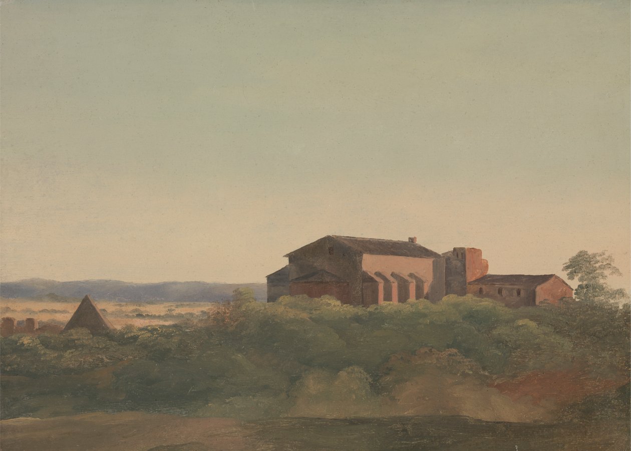 Uma Vista da Igreja de S. Sabina e da Pirâmide de Cestius, Roma de Sir Charles Lock Eastlake