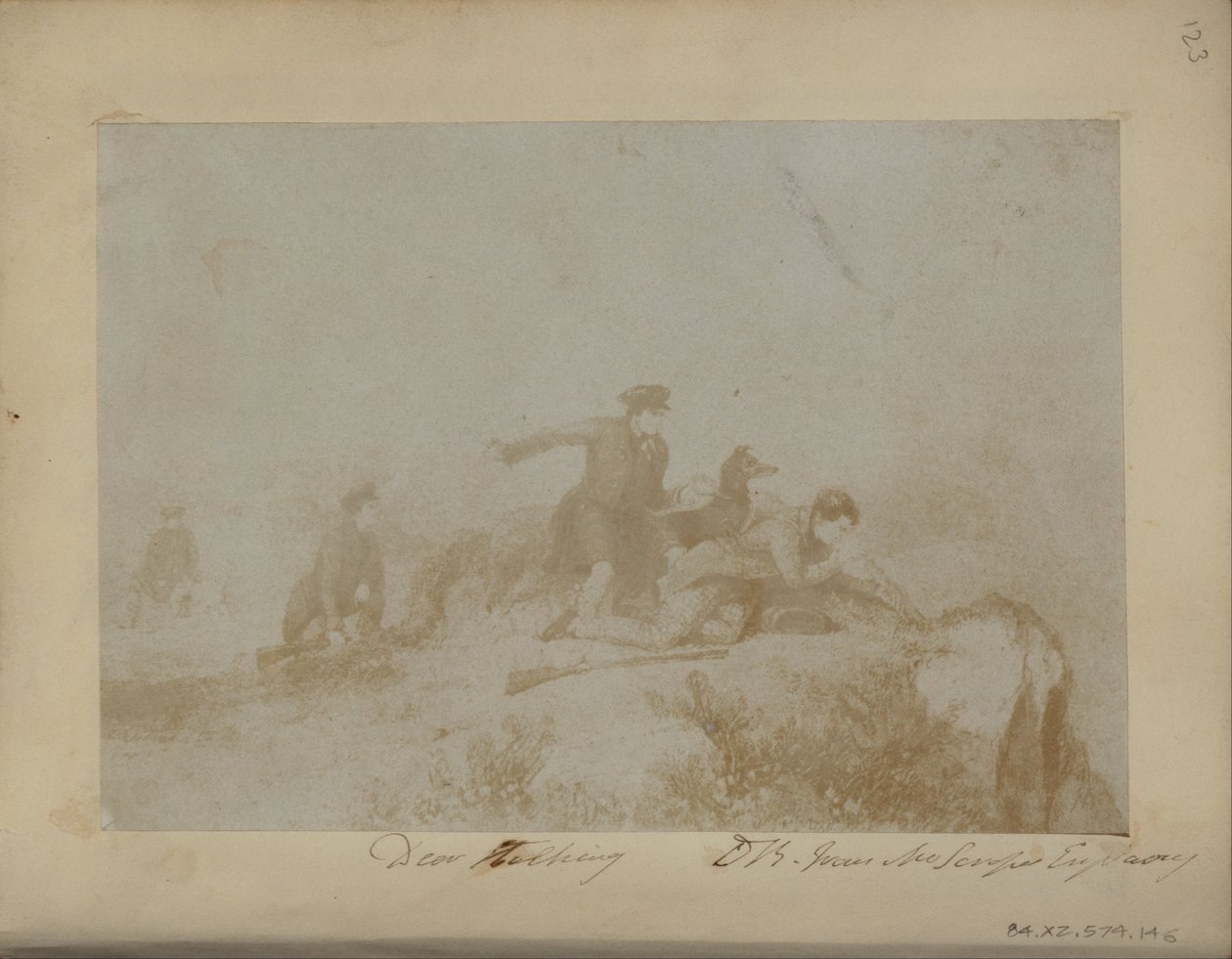 Perseguição de cervos, de uma gravura de Sir David Brewster