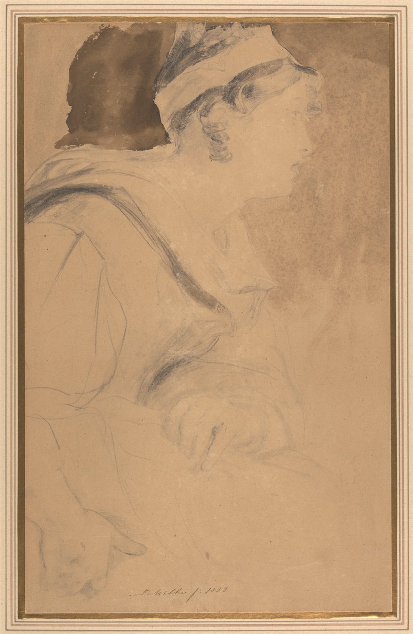 Estudo de uma rapariga para "Mary, rainha dos escoceses, fugindo do Castelo de Loch Leven". de Sir David Wilkie