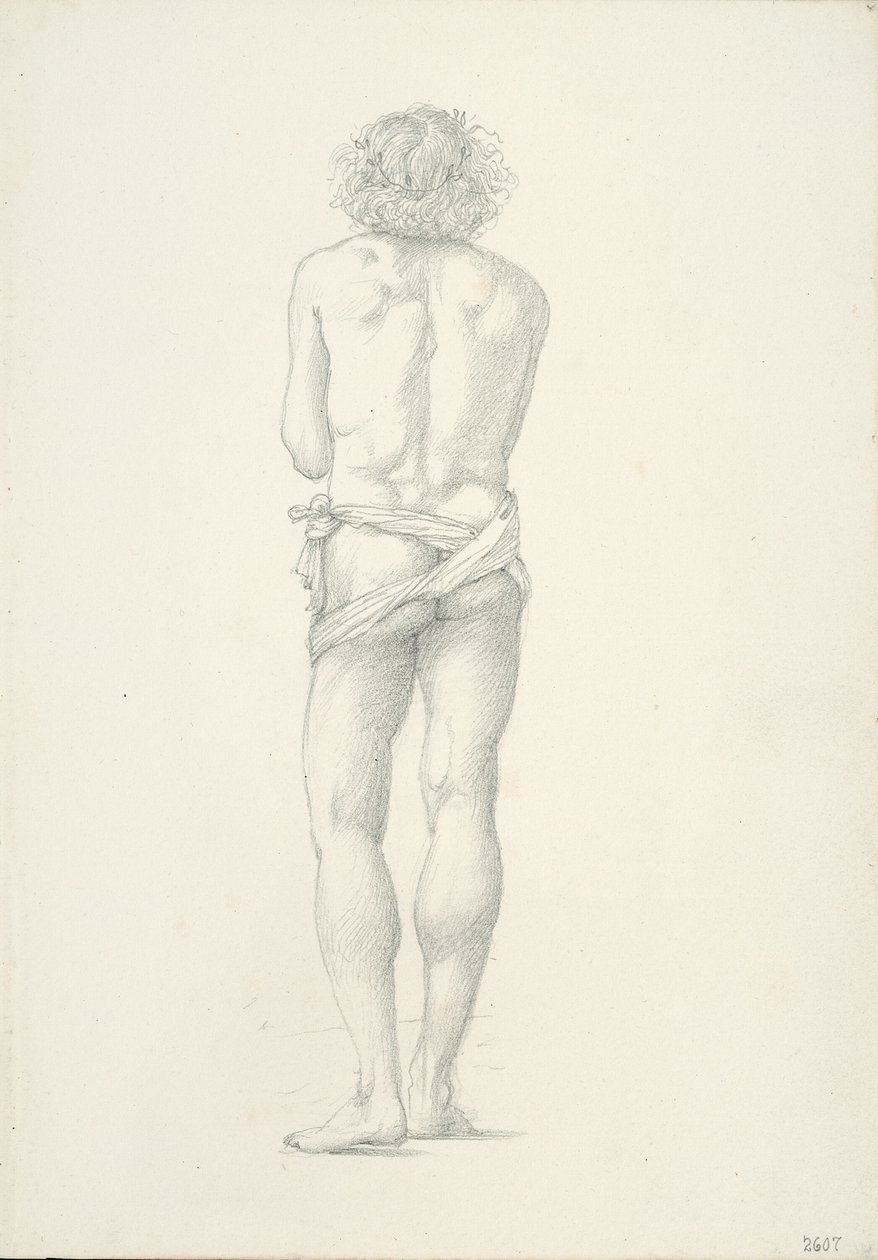 Vista traseira do nu masculino em pé de Sir Edward Burne Jones