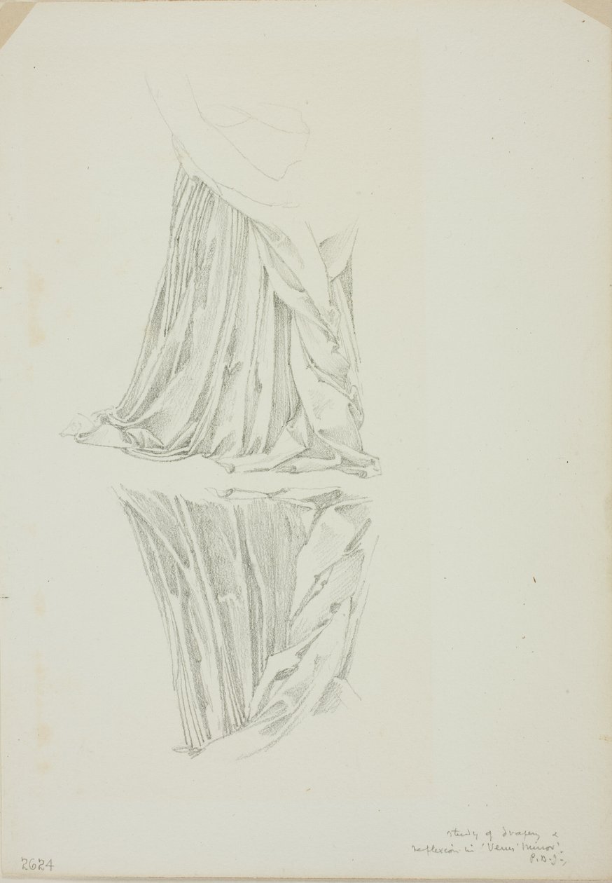 Figura drapeada e reflexão, estudo para Espelho de Vênus de Sir Edward Burne Jones