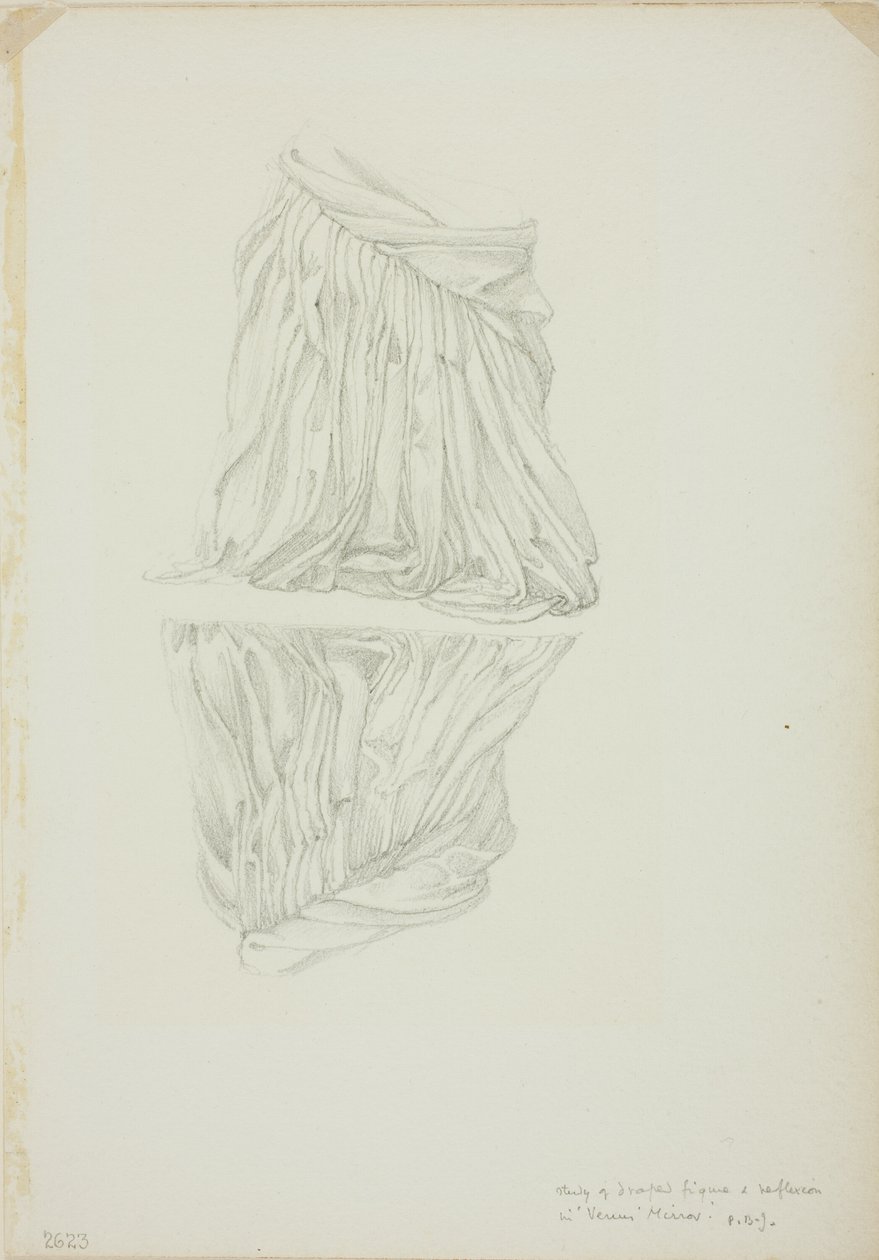 Figura drapeada e reflexão, estudo para Espelho de Vênus de Sir Edward Burne Jones