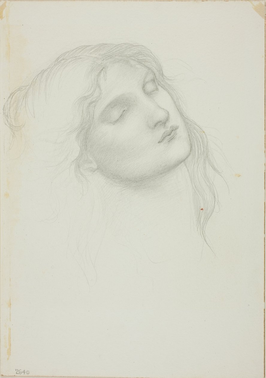 Cabeça de mulher com olhos fechados de Sir Edward Burne Jones