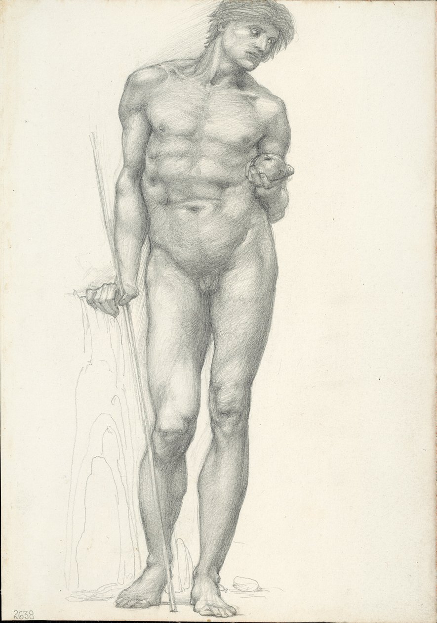Paris com a Maçã Dourada na Mão Esquerda, para o Tríptico de Tróia (sketchbook #2638) de Sir Edward Burne Jones