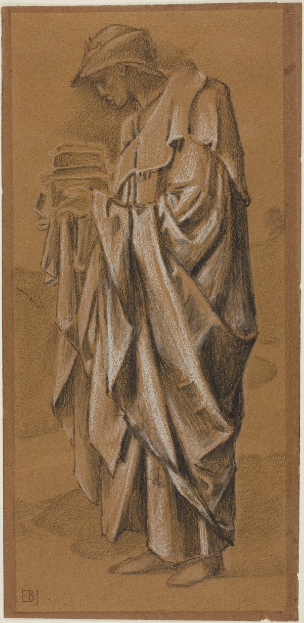Figura Drapejada em Pé no Perfil à Esquerda de Sir Edward Burne Jones