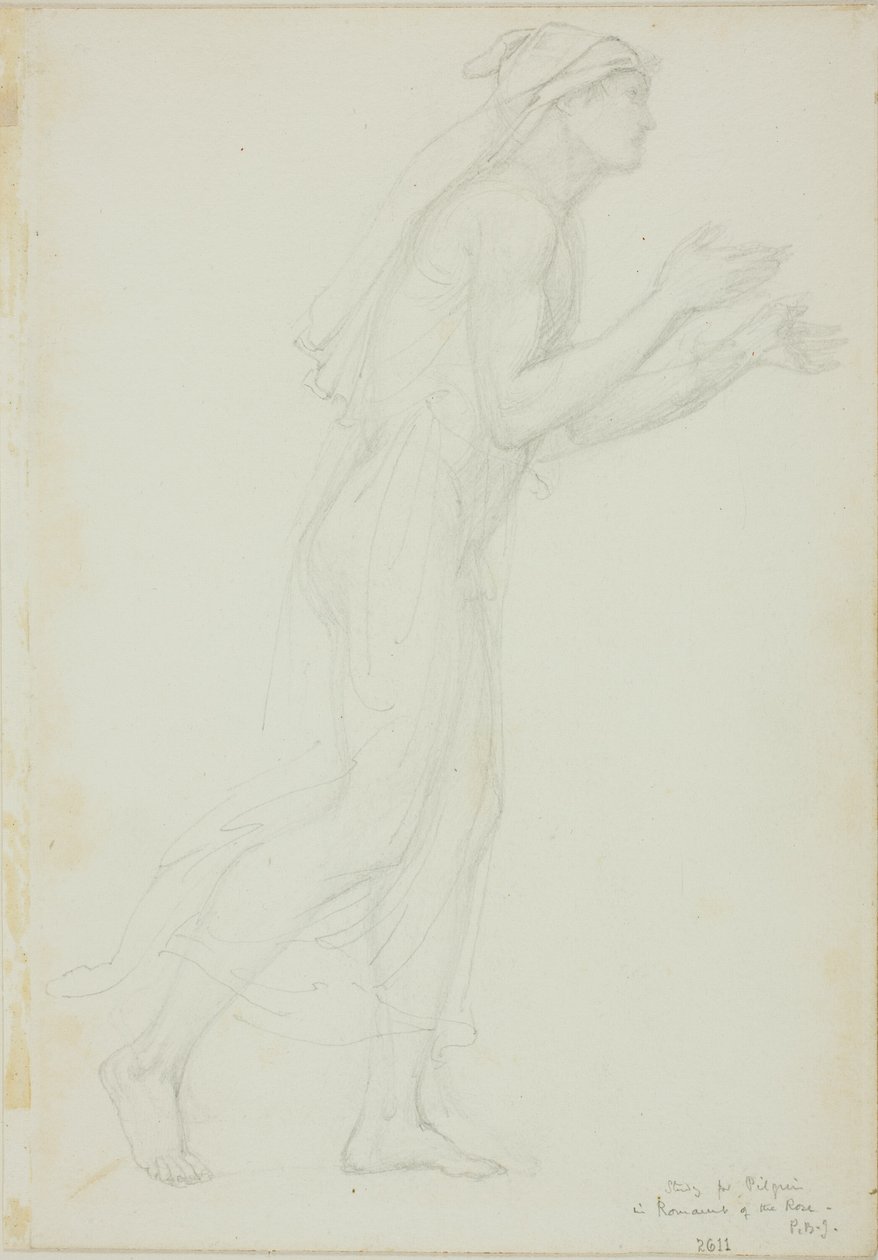 Estudo para Peregrino em Romaunt of the Rose de Sir Edward Burne Jones