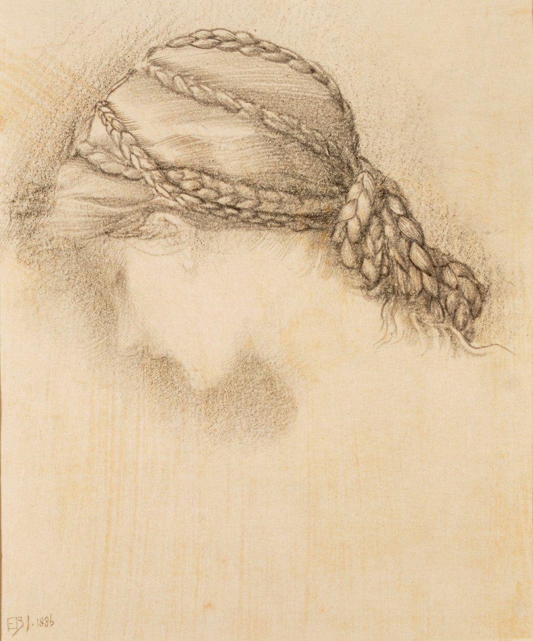 Cabeça de mulher, detalhe de um caderno de desenho, 1886. de Sir Edward Burne Jones