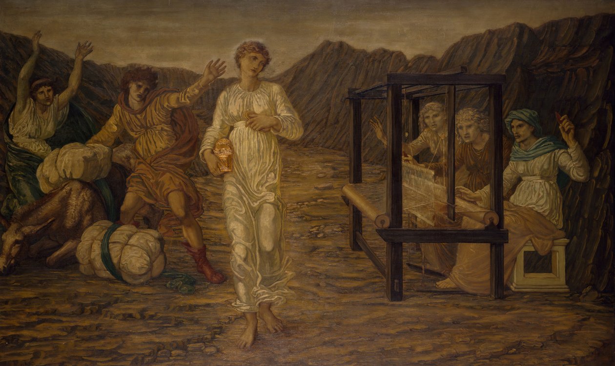 Cupido e Psique - Murais Verdes do Palácio - Psique definido por Vênus, a Tarefa, 1881. de Sir Edward Coley Burne Jones