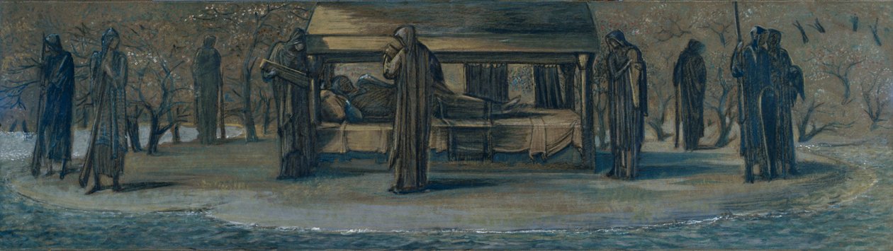 "Rei Artur em Avalon", Study, 1890. de Sir Edward Coley Burne Jones