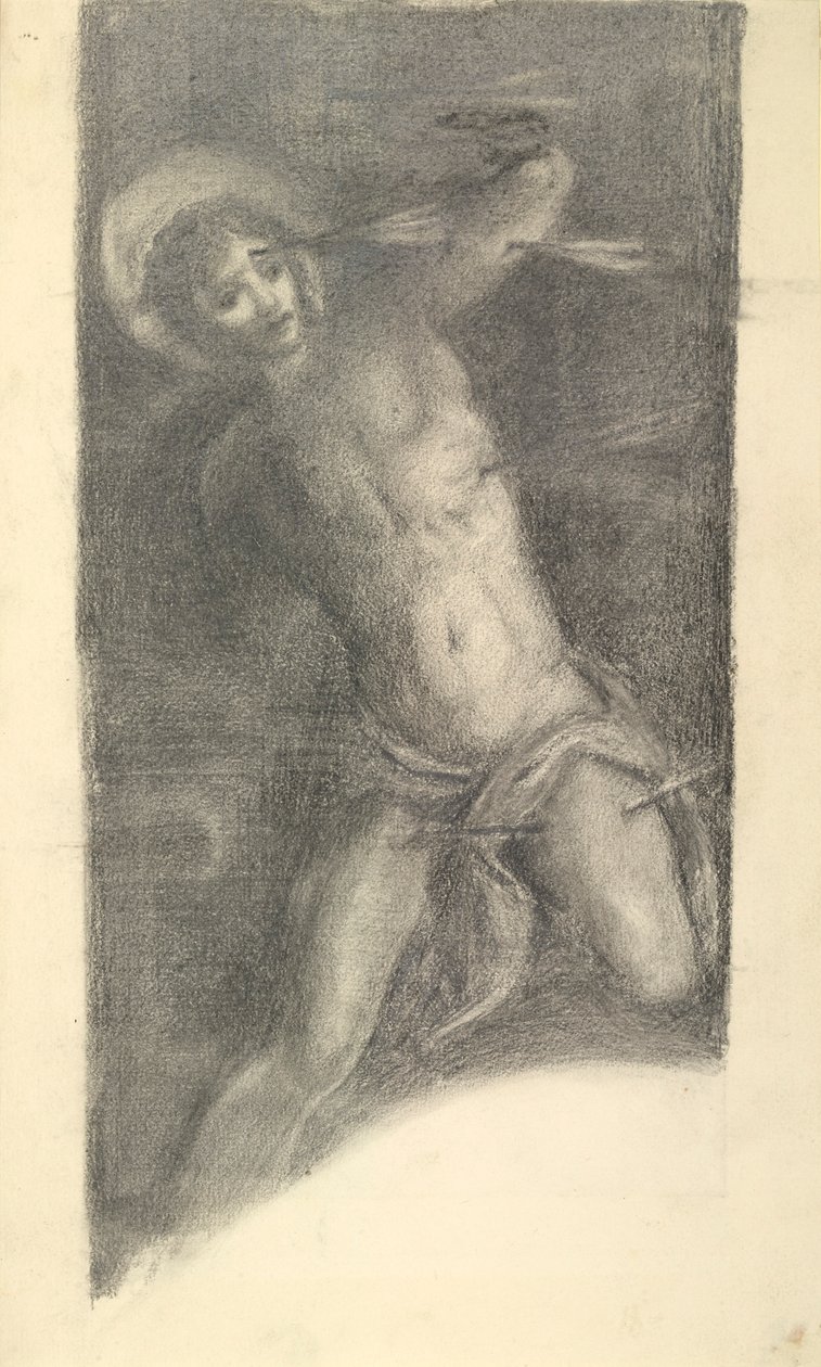 Estudo de São Sebastião de Tintoretto na Scuola Grande di San Rocco, 1859 ou 1862 de Sir Edward Coley Burne Jones