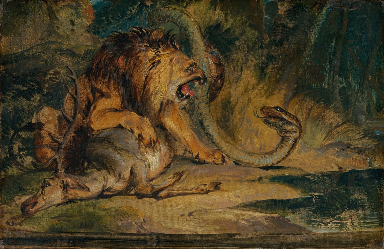 Leão defendendo sua presa de Sir Edwin Landseer