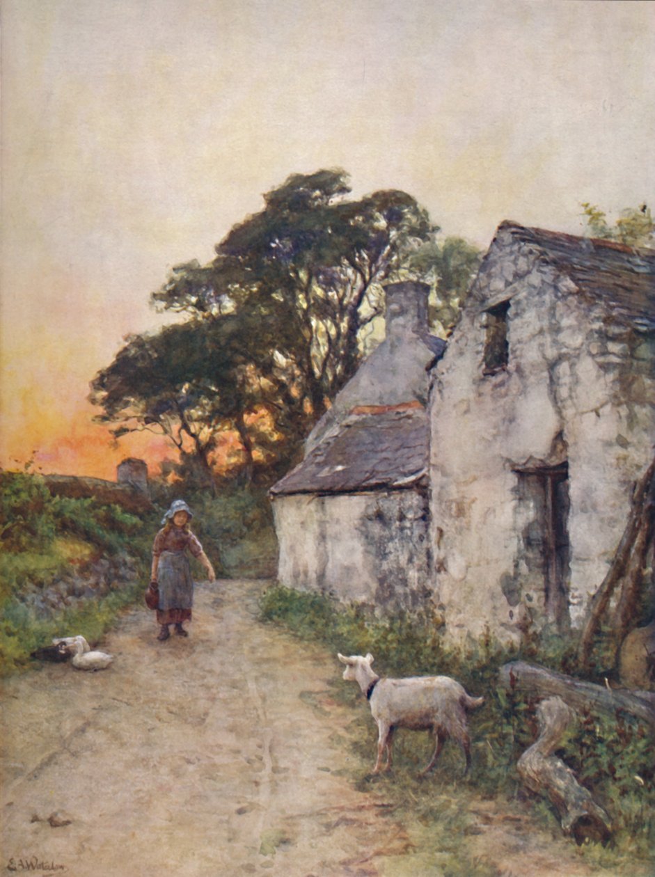Village Lane, Gales do Sul, final do século XIX e início do século XX. de Sir Ernest Albert Waterlow