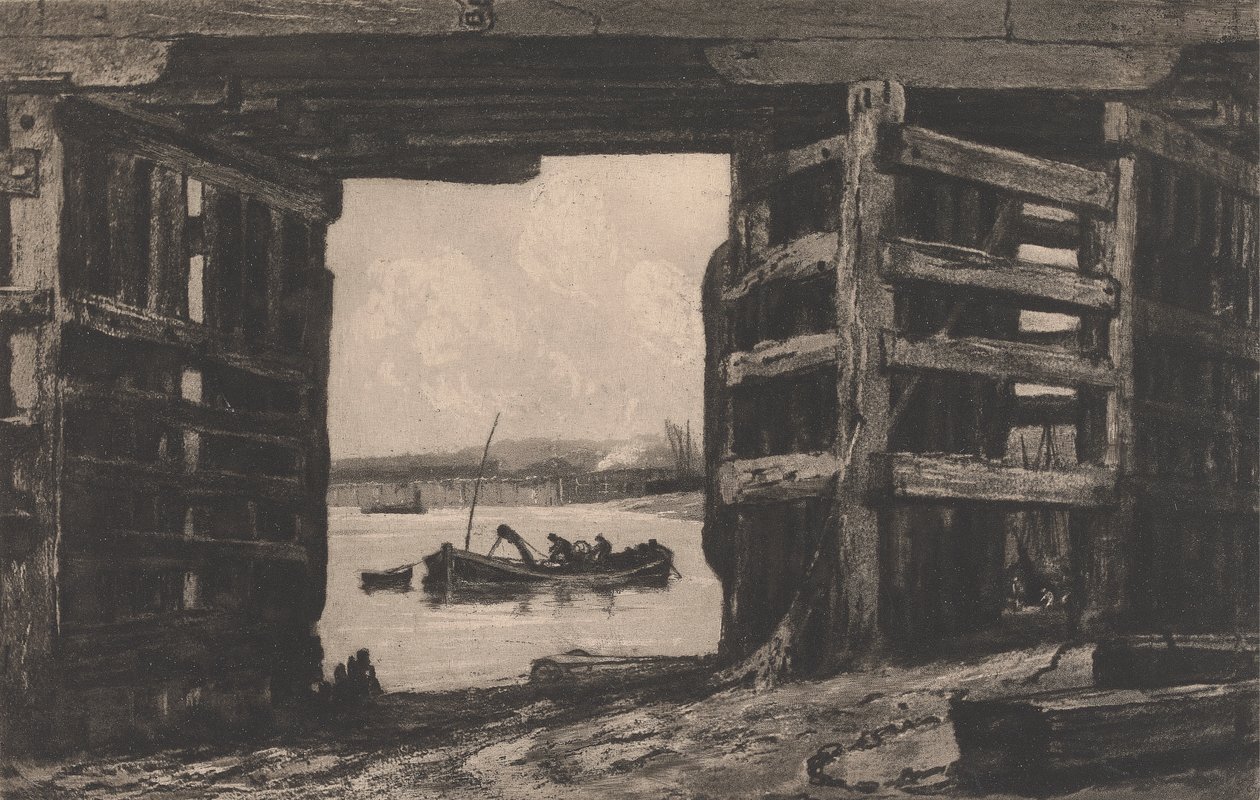Um espanhol da velha Ponte de Battersea de Sir Frank Short