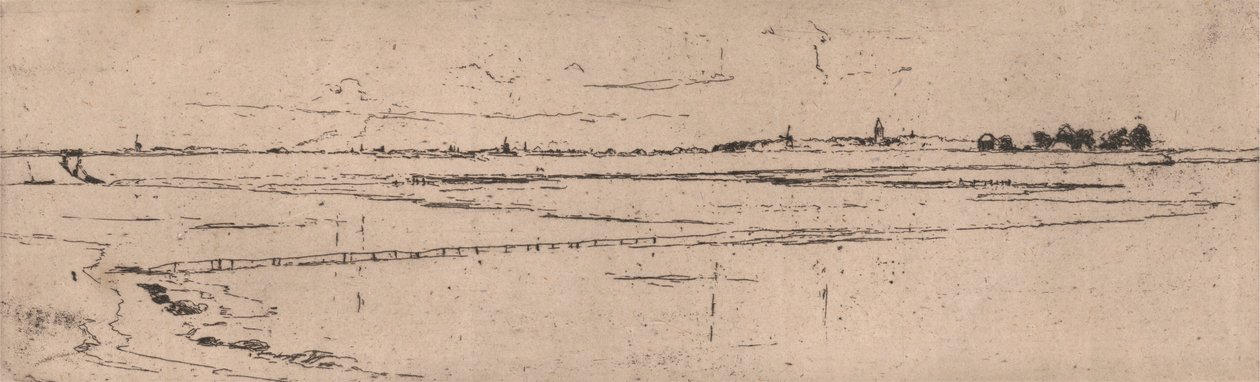 Esboço de Monnikendam em Distância de Sir Frank Short