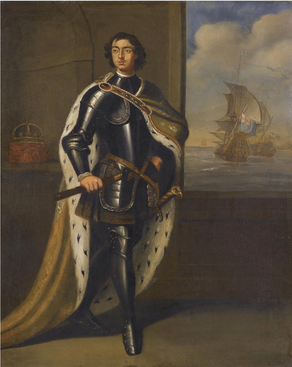 Retrato do imperador Pedro I, o Grande 1672-1725, década de 1690 de Sir Gotfrey Kneller