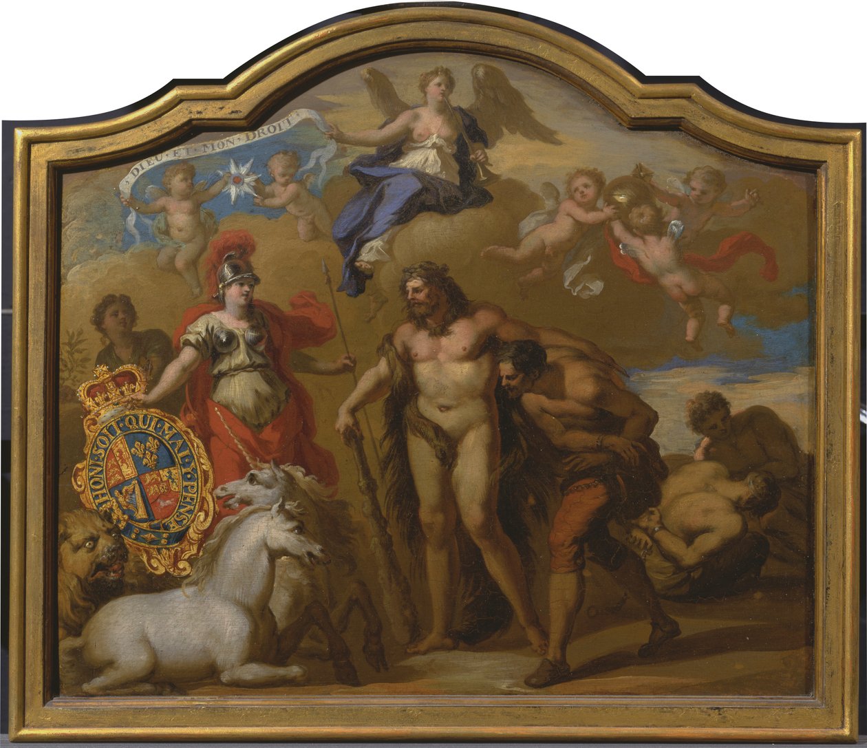 Alegoria do Poder da Grã-Bretanha por Terra, design para um painel decorativo para o coche cerimonial de George I de Sir James Thornhill