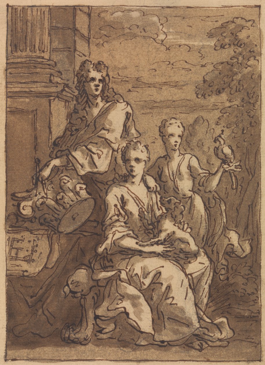 Desenho para um retrato de um arquitecto ou de um pintor de Sir James Thornhill