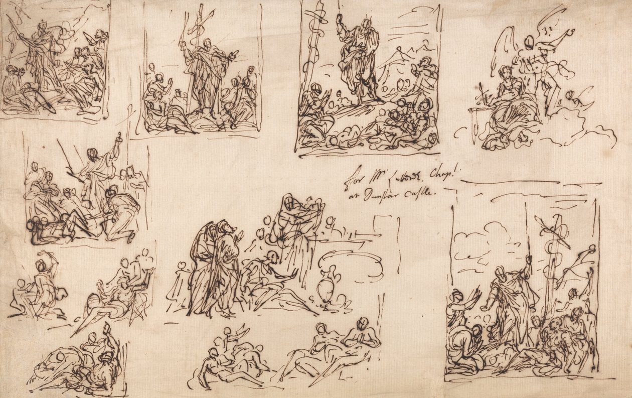 Moses and the Brazen Serpent - Desenho para a capela do Castelo de Dunster de Sir James Thornhill