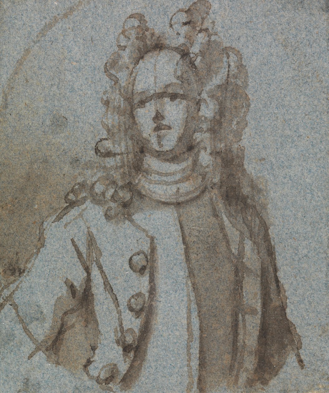 Retrato de um homem que usa uma peruca de fundo cheio de Sir James Thornhill